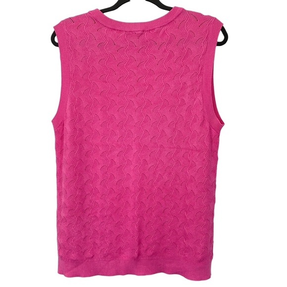 Cyrus Sweater Vest Large Pink Lightweight Pointelle Dopamine Dressing Soft Cozy - Picture 2 of 7